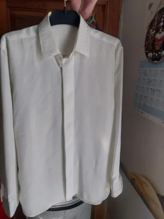 Traje comunión niño blanco y dorado Talla 10