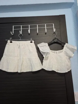 Conjunto niña blanco bordado