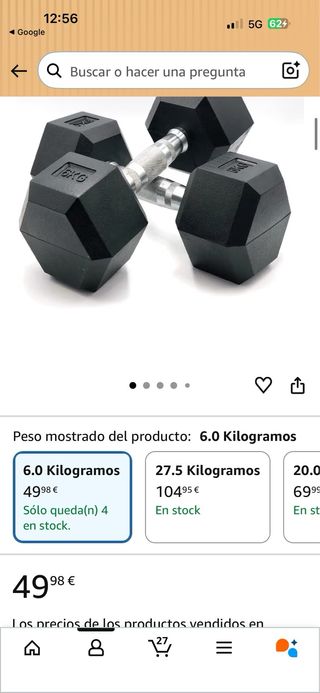se vende junto 2 Mancuernas Kettlebell 10kg y 22kg