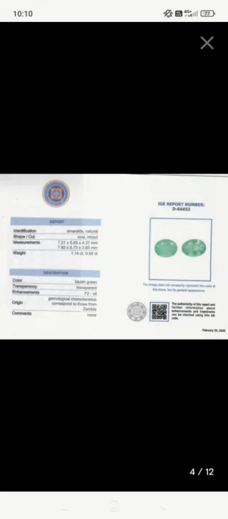 Esmeralda de Zambia con Certificado IGI