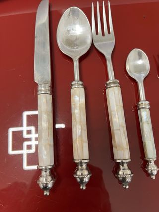 Set posate vintage Sheffield madreperla