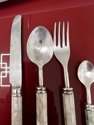 Set posate vintage Sheffield madreperla