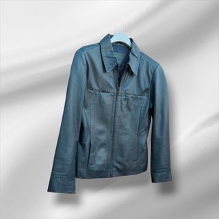 Cazadora Piel Azul Petróleo Talla 40