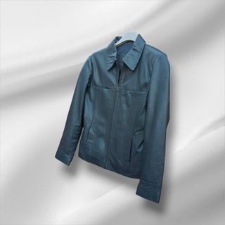 Cazadora Piel Azul Petróleo Talla 40