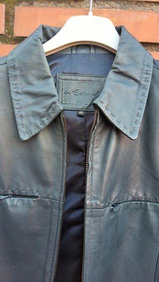 Cazadora Piel Azul Petróleo Talla 40