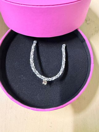 Pulsera Tous Oso Plata y Nylon Gris