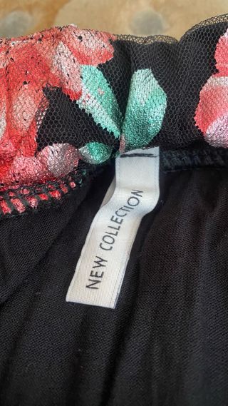 Falda midi floral negra talla única