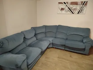 Sofá esquinero azul 5/6 plazas