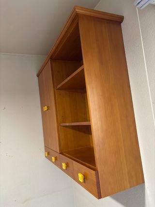 Estantería de roble macizo con cajones