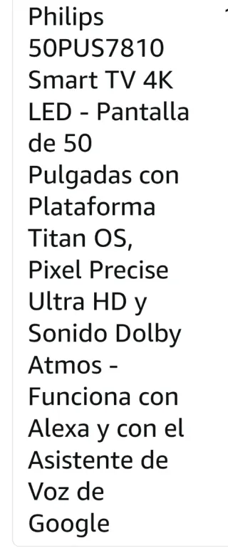 Philips 50PUS7810 Smart TV 4K LED -... Tamaño: 50"