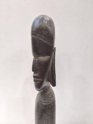 Escultura Busto Africano Madera Tallada