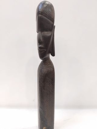Escultura Busto Africano Madera Tallada