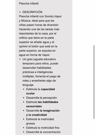 Plancha de Juguete NUEVA