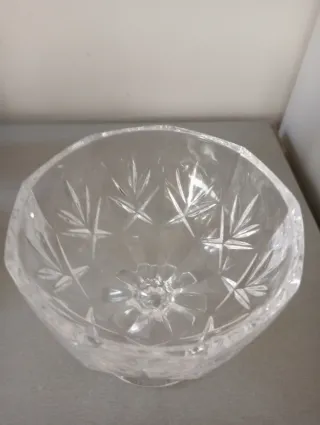 Bombonera cristal tallado con pomo plata