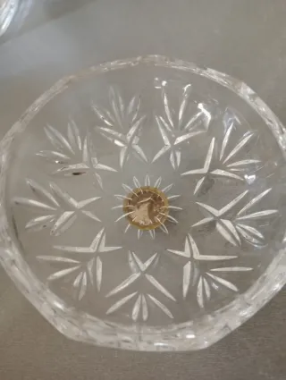 Bombonera cristal tallado con pomo plata