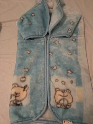 Manta saco bebé azul estrellas y ositos