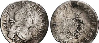 Moneda Plata Luis XIV El Rey Sol 4 Soles 1692