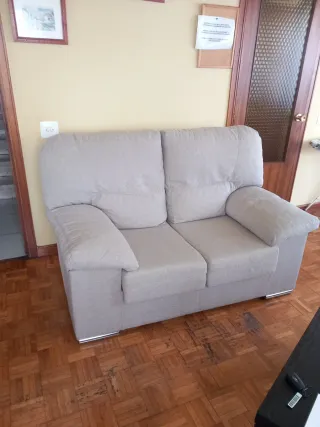 Sofá de 2 plazas beige/marrón claro