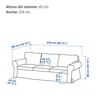 Sofà Ektorp. 3 plazas, fundasHakebo verde grisáceo