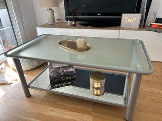 Mesa centro elevable cristal y metal