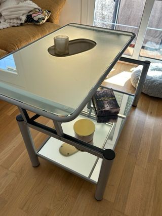 Mesa centro elevable cristal y metal