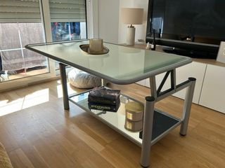 Mesa centro elevable cristal y metal