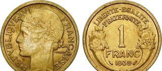 Moneda 1 Franco Morlon 1939 París