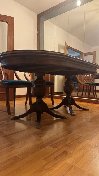 Mesa comedor extensible cristal y 5 sillas