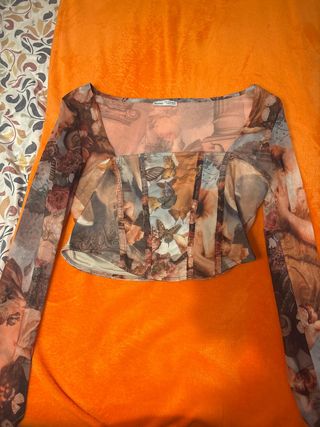 Top Corset Manga Larga Estampado