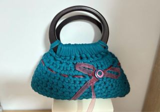 Bolso Crochet Azul Marino con Lazo
