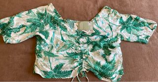 Blusa H&M Viscosa Estampada Verde Talla XL