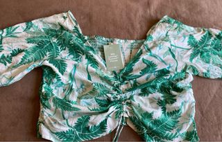 Blusa H&M Viscosa Estampada Verde Talla XL