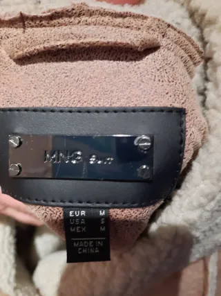 Abrigo Mango Piel Sintética Beige/Marrón