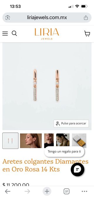 Pendientes LIRIA Oro 14kt Diamantes