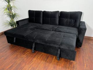 Sofá Cama Chaise Longue Negro 215cm Arcón