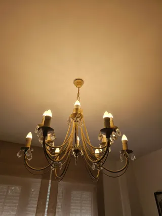 Lámpara de techo con lágrimas de cristal