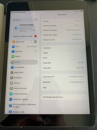 iPad 9ª Gen 64GB Gris Espacial Sin cable