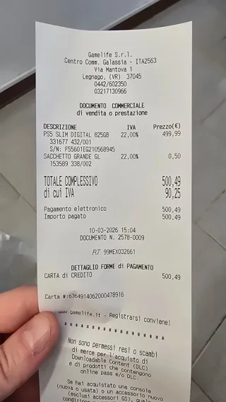 Playstation 5 Digital Edition - Scontrino 10/03/26