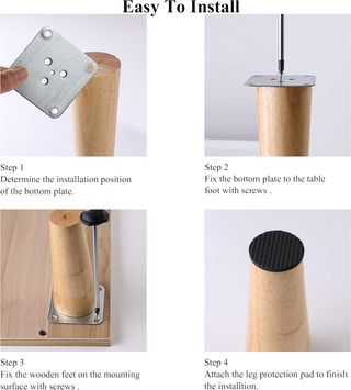 4 Patas Madera + Tornillos y Placas