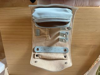 Joyero organizador de viaje beige y azul