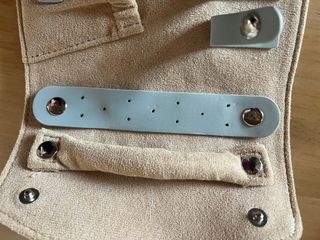 Joyero organizador de viaje beige y azul