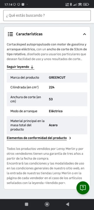 Cortacésped Greencut 224cc