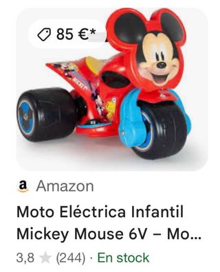 Moto Eléctrica Mickey Trike Roja y Amarilla