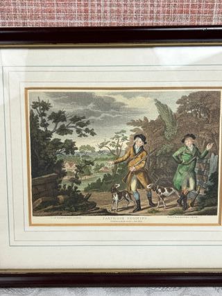 Coppia di antiche litografie di caccia