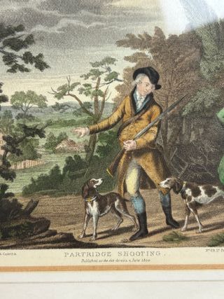 Coppia di antiche litografie di caccia