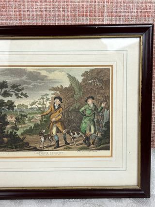 Coppia di antiche litografie di caccia