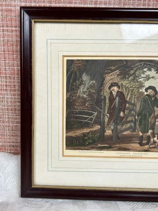 Coppia di antiche litografie di caccia