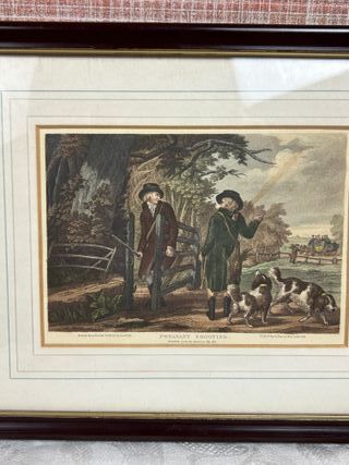 Coppia di antiche litografie di caccia