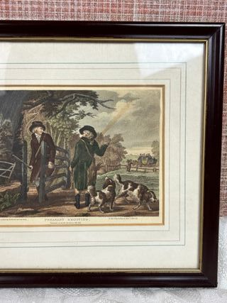 Coppia di antiche litografie di caccia