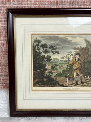 Coppia di antiche litografie di caccia